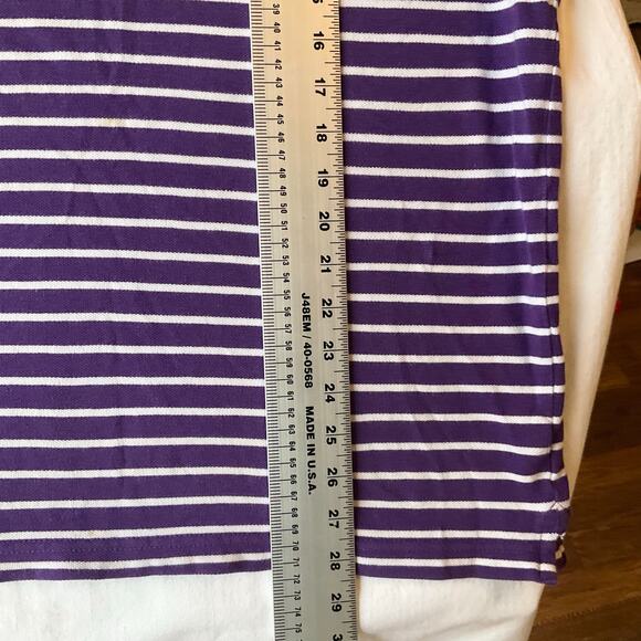 Chaps Men Short Sleeve Polo Shirt Size 2XL, Purple & White Stripes - Picture 3 of 6